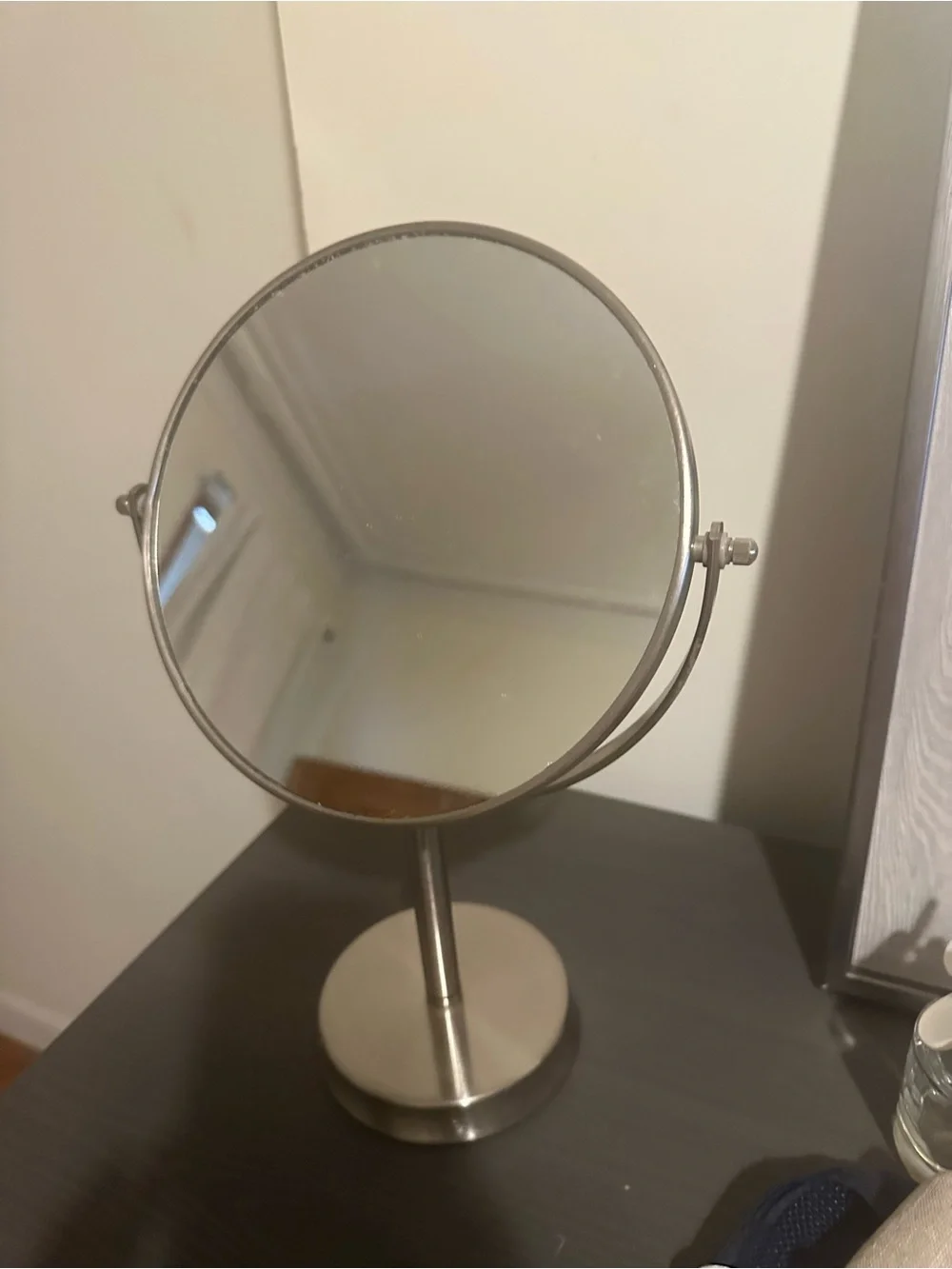 Metallic Silver Double-Sided Vanity Mirror - Home Bath